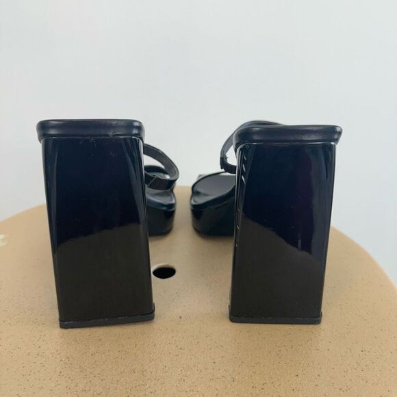 Jeffery Campbell Women’s Hustler Black Patent Leather Slip On Square Toe Sandal - Picture 7 of 11